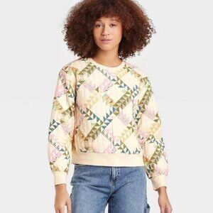 Quilted Crewneck Pullover
